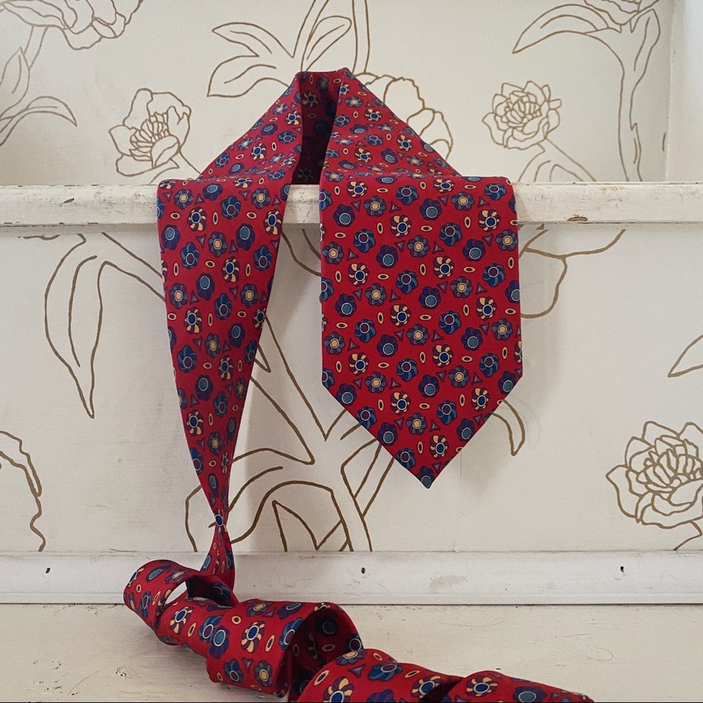 Christian Dior Monsieur 100% Silk Geometric Bead Pattern Surreal Neck Tie